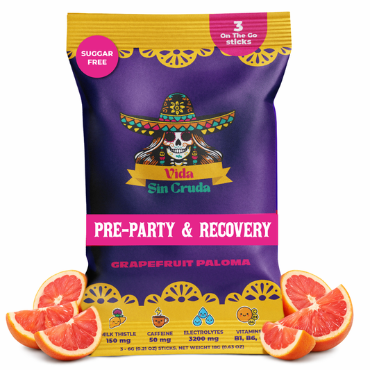 Vida sin cruda, Grapefruit Hangover recovery drink with electrolytes and milk thistle, Hydration and energy booster